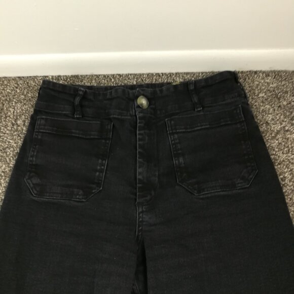 Anthropologie Maeve Jeans Colette Denim High-Rise Cropped Wide-Leg Black Sz 30 - Picture 3 of 11